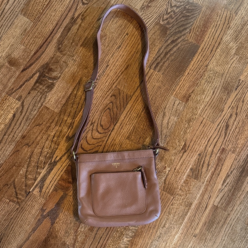 Fossil Tan Leather Crossbody Bag